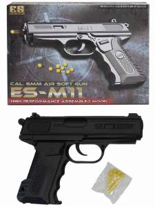 Kugel-Pistole 17 cm mit Munition/Magazin ab 3 J im Karton