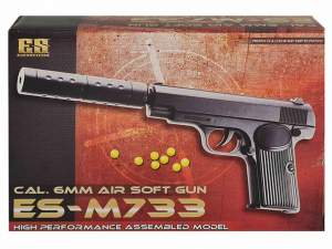 Kugel-Pistole mit Munition und Magazin ab 3 Jahre im Karton