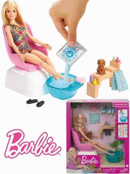 Barbie Spielset mit Puppe und Zubehör Spa Maniküre 33 cm