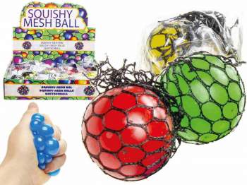 Quetsch-Ball 4,5 cm farbig sortiert im Netz im Display