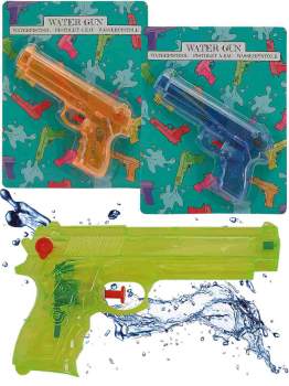 Wasser-Pistole 23 cm transparent sortiert auf Karte 