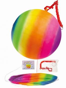 Regenbogen-Ball 23 cm mit Spiral-Kette im Netz 