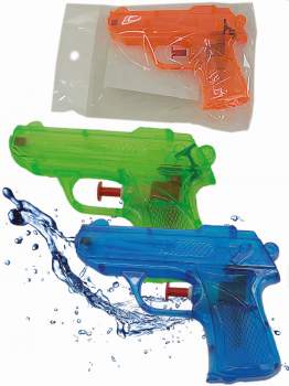 Wasser-Pistole 13 cm transparent farbig sortiert 