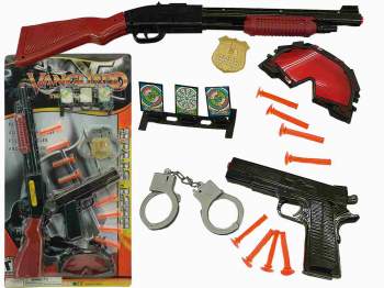Polizei Karte 68 cm mit Gewehr und Pfeilpistole