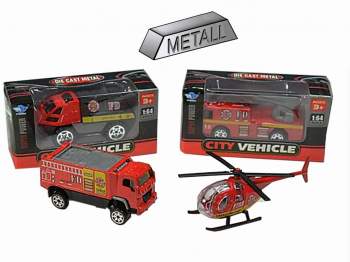 Feuerwehrfahrzeuge Metallanteil sortiert im Karton 10 cm 