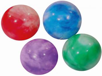 Plastik-Ball 24 cm marmoriert farbig sortiert im Netz nicht aufgeblasen