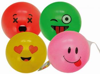 Ball 20 cm mit verschiedenen Gesichtern sortiert im Netz nicht aufgeblasen